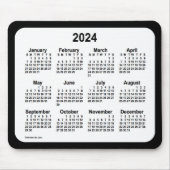 2024 White on Black Calendar van Janz Two Tone Muismat (Voorkant)