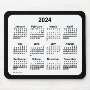 2024 White on Black Calendar van Janz Two Tone Muismat