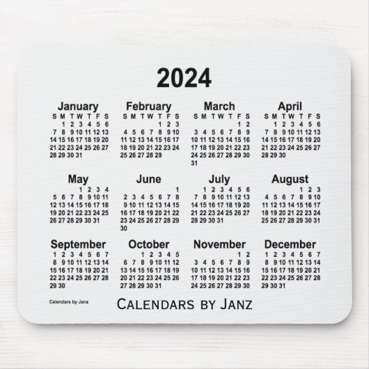2024 White Smoke Calendar van Janz Muismat (Voorkant)