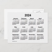 2024 White Smoke Mini Kalender van Janz Briefkaart (Voorkant / Achterkant)