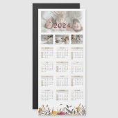 2024 Wild Flower Fotokalender Magnetische Kaart (Voorkant / Achterkant)