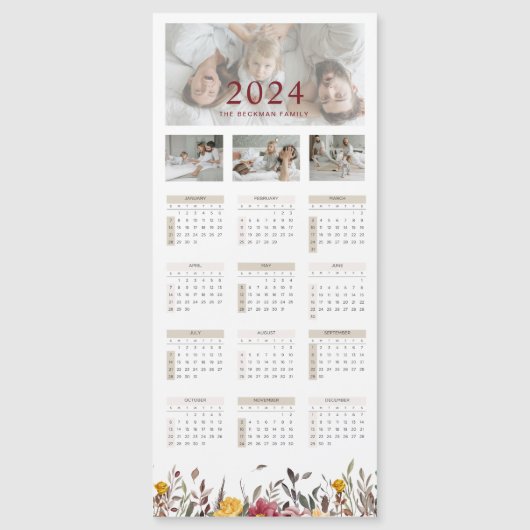 2024 Wild Flower Fotokalender Magnetische Kaart (Voorkant)