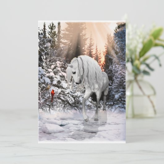 2024 Winter Wander Paard Feestdagenkaart (Staand voorkant)