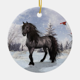 2024 Wintervakantie Fries Paard Keramisch Ornament
