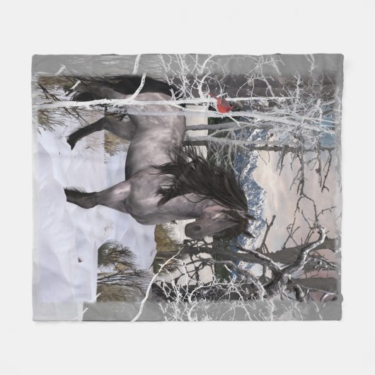 2024 Winterwensen Paard Fleece Deken (Voorkant (Horizontaal))