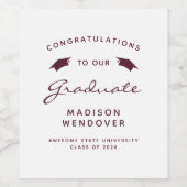 2024 Wit Bourgondisch Script Pet Afstuderen Wijn Etiket (Enkel label)