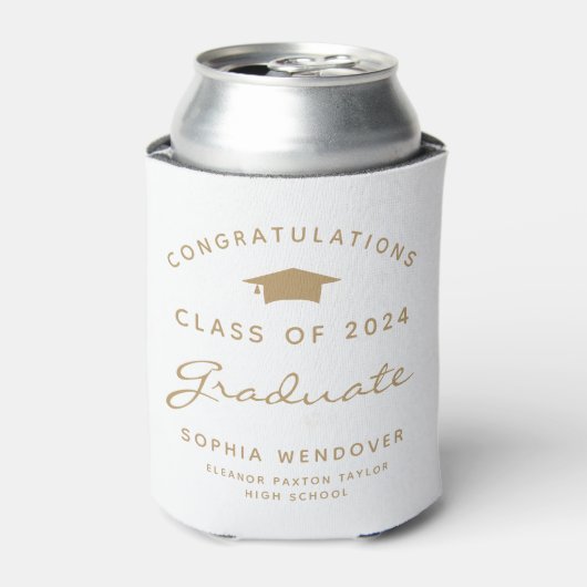 2024 Wit en Goud Afstuderen Koelbox Blikjeskoeler (Blikje Voorkant)
