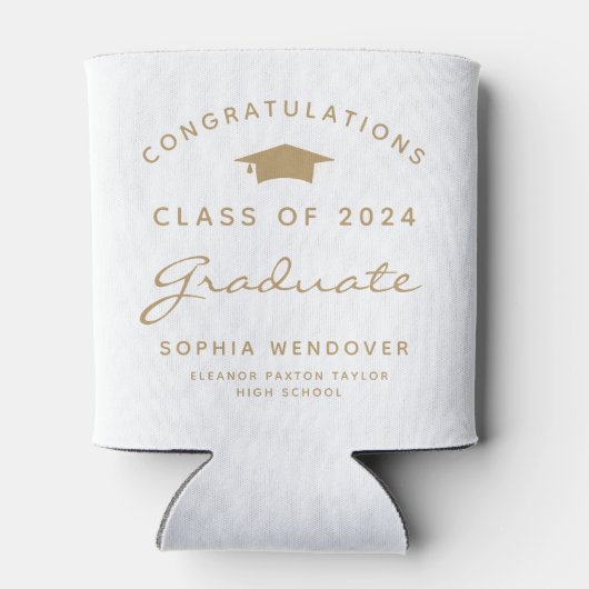 2024 Wit en Goud Afstuderen Koelbox Blikjeskoeler (Achterkant)