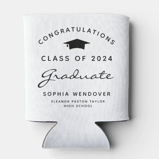 2024 Wit en Zwart Afstuderen Koelbox Blikjeskoeler (Achterkant)