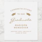 2024 Wit Goud Script Pet Afstuderen Wijn Etiket (Enkel label)