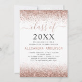2024 Wit Graduation Party Roze Rose Gold Glitter Kaart (Voorkant)