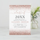 2024 Wit Graduation Party Roze Rose Gold Glitter Kaart (Staand voorkant)