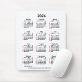 2024 Witte 52 weken ISO-kalender door Janz-Muismat Muismat (Met muis)