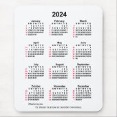 2024 Witte 52 weken ISO-kalender door Janz-Muismat Muismat (Voorkant)