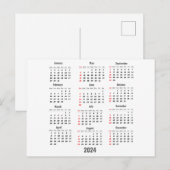 2024 Witte 52 Weken Kalender Briefkaart (Voorkant / Achterkant)