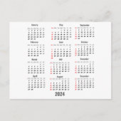 2024 Witte 52 Weken Kalender Briefkaart (Voorkant)