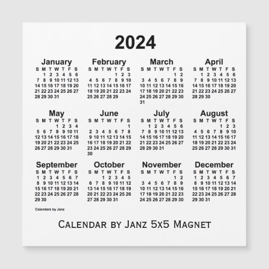 2024 Witte Agenda van Janz 5x5 Magnet (Voorkant)