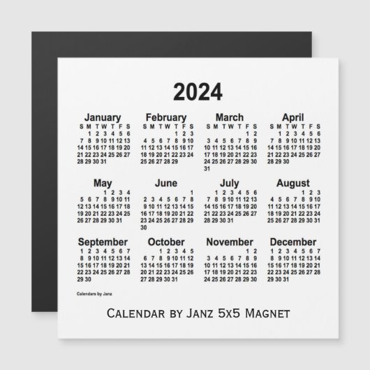 2024 Witte Agenda van Janz 5x5 Magnet (Voorkant / Achterkant)