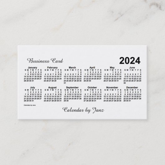 2024 Witte Agenda van Janz Visitekaartje (Voorkant)