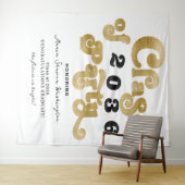 2024 Witte Gouden Retro Graduatie Partij Achtergro Wandkleed (In Situ (horizontaal))