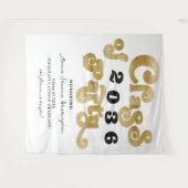 2024 Witte Gouden Retro Graduatie Partij Achtergro Wandkleed (Voorkant (horizontaal))