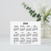 2024 Witte Mini Kalender van Janz Briefkaart (Staand voorkant)