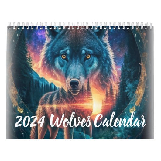 2024 Wolf Illustratie Kunstkalender Kalender (Hoes)