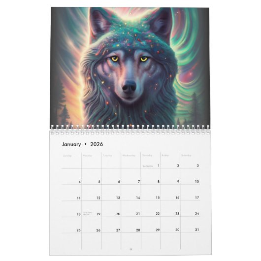 2024 Wolf Illustratie Kunstkalender Kalender (Jan 2026)