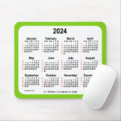2024 Yellow Green 52-weekagenda van Janz Muismat (Met muis)