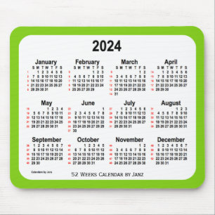 2024 Yellow Green 52-weekagenda van Janz Muismat