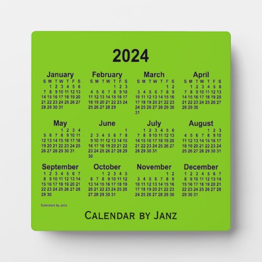 2024 Yellow Green Desk Calendar van Janz Fotoplaat (Voorkant)