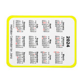 2024 Yellow Holiday Calendar door Janz Magnet Magneet (Horizontaal)