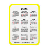 2024 Yellow Holiday Calendar door Janz Magnet Magneet (Verticaal)