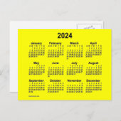 2024 Yellow Mini Calendar van Janz Briefkaart (Voorkant / Achterkant)