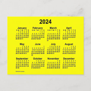 2024 Yellow Mini Calendar van Janz Briefkaart