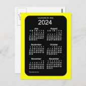 2024 Yellow Neon 6 maandenlang mini-agenda van Jan Briefkaart (Voorkant / Achterkant)