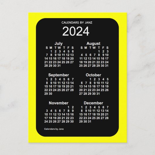 2024 Yellow Neon 6 maandenlang mini-agenda van Jan Briefkaart (Voorkant)