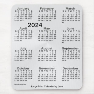 2024 Zilveren Kalender Groot Lettertype door Janz Muismat