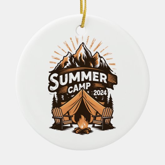 2024 Zomerkamp Zomer Camping Vakantie Matching Keramisch Ornament (Voorkant)