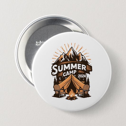 2024 Zomerkamp Zomer Camping Vakantie Matching Ronde Button 7,6 Cm (Voorkant /achterkant)