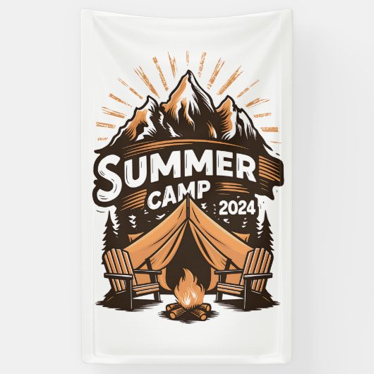 2024 Zomerkamp Zomer Camping Vakantie Matching Spandoek (Verticaal)
