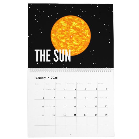 2024 Zonnestelsel gedateerde kalender (Feb 2026)