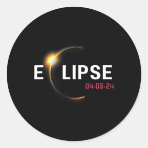 2024 Zonsverduistering 2024 04.08.24 Verduistering Ronde Sticker