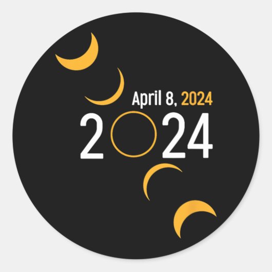 2024 Zonsverduistering 2024 Ronde Sticker (Voorkant)