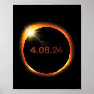 2024 Zonsverduistering Amerikaanse Totaliteitslent Poster