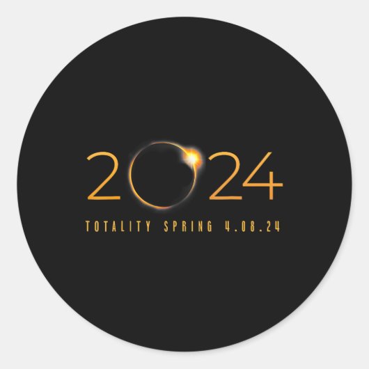 2024 Zonsverduistering Amerikaanse Totaliteitslent Ronde Sticker (Voorkant)