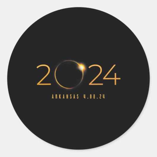 2024 Zonsverduistering Arkansas Totality Spring 4. Ronde Sticker (Voorkant)