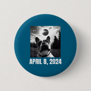 2024 Zonsverduistering Grappige Franse Bulldog Sel Ronde Button 5,7 Cm