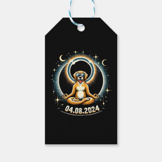 2024 Zonsverduistering Hond Cadeaulabel (Voorkant)