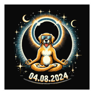 2024 Zonsverduistering Hond Foto Afdruk